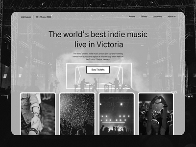 Music Festival Landing page dailyui dribbble shot indie music indie website landingpage music music festival website