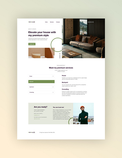 landing page for interior designer concept design interior designer landing page ui ux website