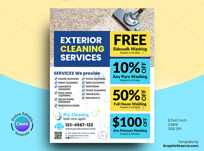 Exterior Cleaning Service Flyer Canva Template canva canva flyer design canva template design cleaning service flyer exterior home cleaning flyer flyer power washing flyer pressure washing canva template pressure washing flyer pressure washing flyer design