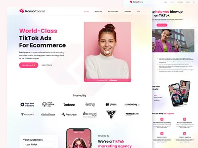 World-Class TikTok Ads For Ecommerce about us blog bright business decktop design ecommerce figma graphic design icon logo marketing pink prototype social media tiktok ui ux white world