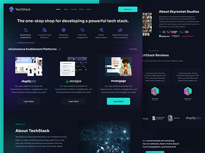Techstack - MarTech Website clean clean design dark dark mode marketing one stop shop professional technology ui ux