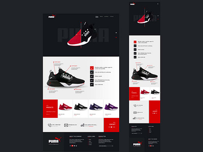 Puma sports shoes landing page design landing page puma sports shoes ui web design