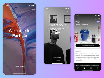 Particle App | Art Exhibitions art art exhibition art experts content design digital experience ui ui design user experience ux
