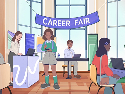 RahRah EdTech App Animation animation animation 2d campus career career fair character character animation character design design edtech edtech animation education explainer illustration motion graphics rahrah student students