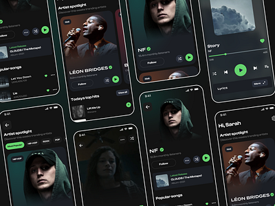 Music App app design clean dark mode hip hop ios app mobile app modern music music app music player nf pop rock spotify ui ux