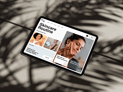 Tablet Web Design Concept: Skincare Hub Landing Page business concept figma font grid landing page layout minimal simple tablet user interface ux website design