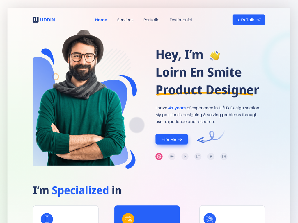 Personal Portfolio User Interface design by Alok Chandra Das on Dribbble