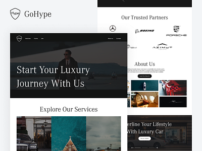 GoHype - Feel Luxury business cars clean jets luxury rental service ui ux website yachts