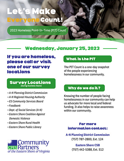 2023 Homeless Point-In-Time (PIT) Count Flyer flyer