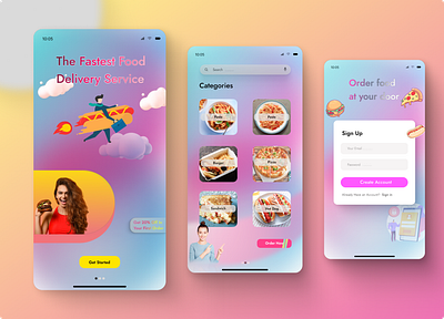 Food Service App Design 💥💥 3d animation app branding design flat graphic design icon illustration illustrator logo minimal motion graphics typography ui ux vector web website