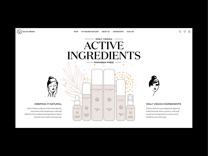 Volto Urbano beauty branding design gradient graphic design illustration landing page leaf minimalistic natural skin care skin care products ui ui ux white