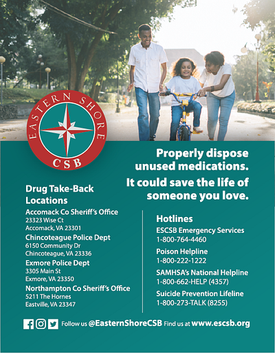 Eastern Shore CSB Drug Take Back Magnet