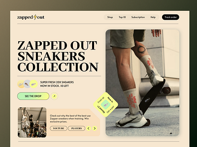 Website Design - Zapped Out Sneakers branding business business website design ecommerce ecommerce website fashion graphic design homepage illustration magazine retro sneakers ui ux web design website website design