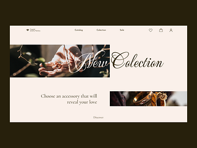 Jewelry Store accessories beige branding design jewelry logo main page marcet minimalism rings store ui ux web design