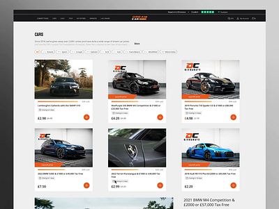 Dream Car Giveaway Platform animation design landing page ui web