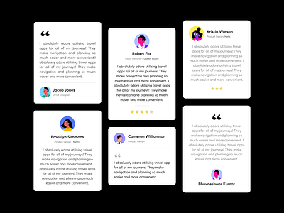 Testimonial UI Components avatars design system feedback figma interface rating review testimonial ui ui cards user interface web web design