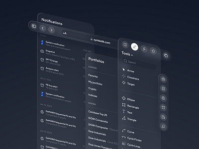 Spatial UI Components for Stock Market Analytics Application android app interface designer app ui designer concept graphic design