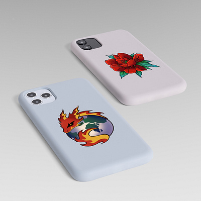 Dragon&Flower design art case design dragon flower logo merch photoshop