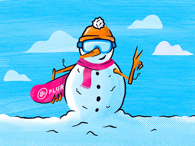 Snowman Illustration christmas clouds drawing halftone illustration procreate sketch snow snowboard snowboarding snowman spot illustration