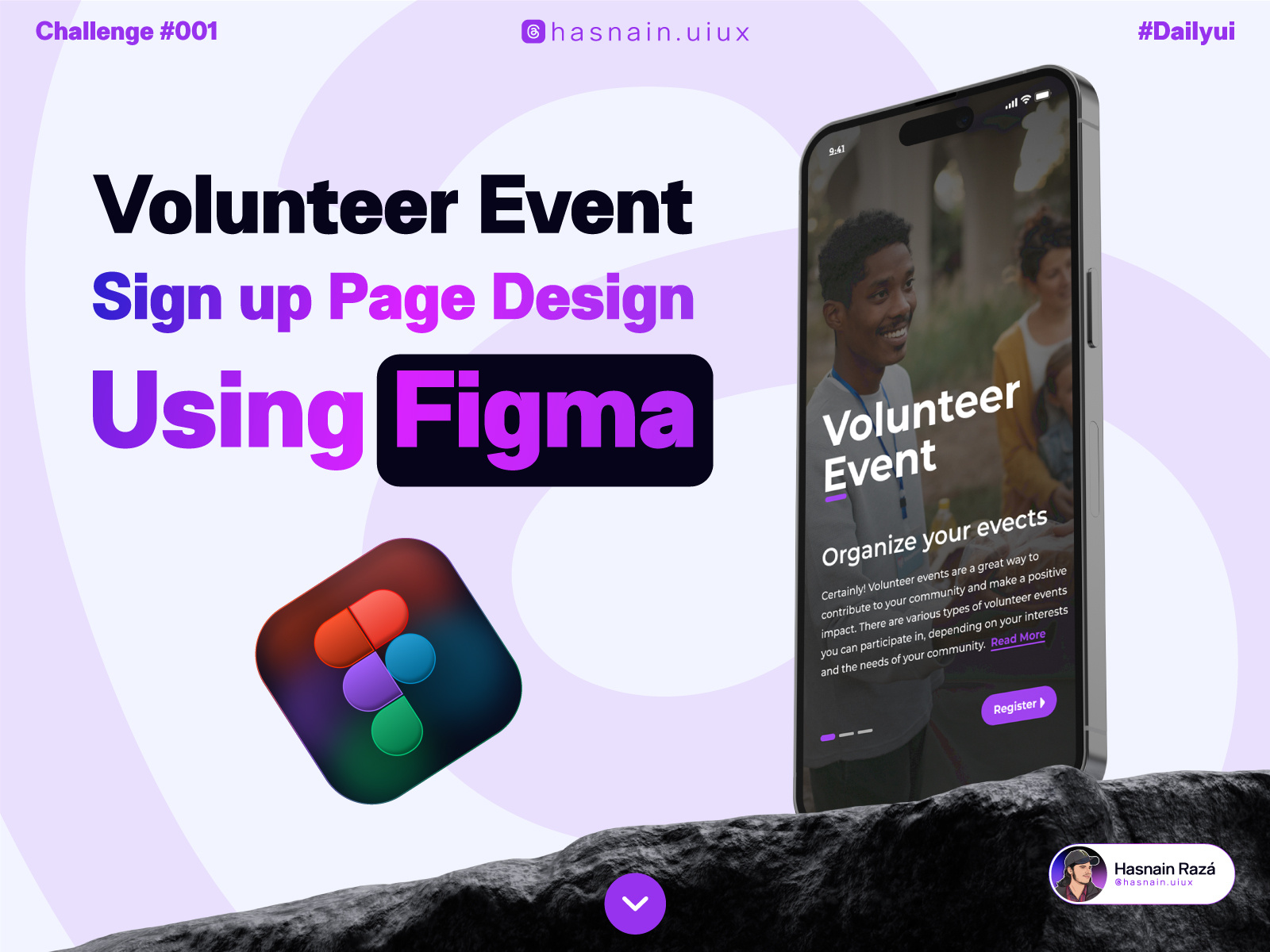 Challenge 001 volunteer event sign up page design using figma by