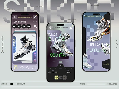 Impossible SNKRS e commerce gradient iphone mobile sneakers ui ux