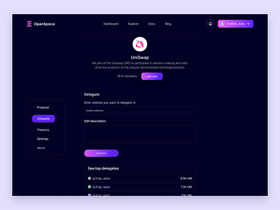 Openspace - Delegate dao decentralization design graphic design ui ux web3 website