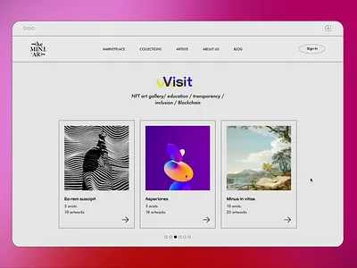 NFT Platform UI 2d animation art branding colors design glitch graphic design hover landing page motion design nft ui ux website