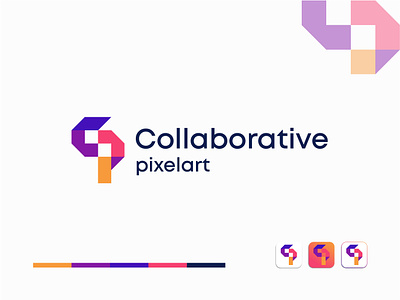 Collaborative Pixelart Logo Design Concept brand identity branding cp initials cp logo cp monogram cp pixel design graphic design initial letter logo initials logo logo design logo icon logotype monogram pixel pixel logo pixelart purple orange wordmark