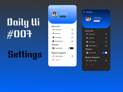 Settings User Interface dailyui design prototype typography ui uiux ux
