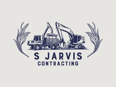 S Jarvis Contracting contracting logo excavator farm logo truck logo wheat logo