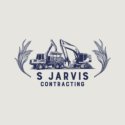 S Jarvis Contracting contracting logo excavator farm logo truck logo wheat logo