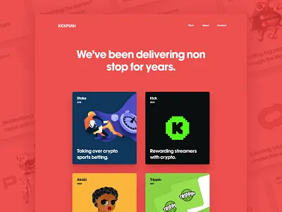 live agency app branding design kickpush minimal portfolio red studio ui ux