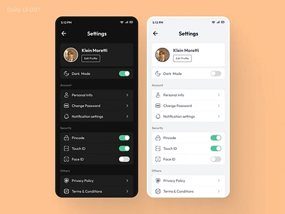 Day 007 - Settings 007 app daily ui daily ui 007 dailyui design edit mobile mobile app settings settings page ui ui design ux ux design