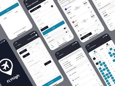 FLYhigh : Flight ticket booking mobile application figma flight ticket booking app ios mobile app ui ux