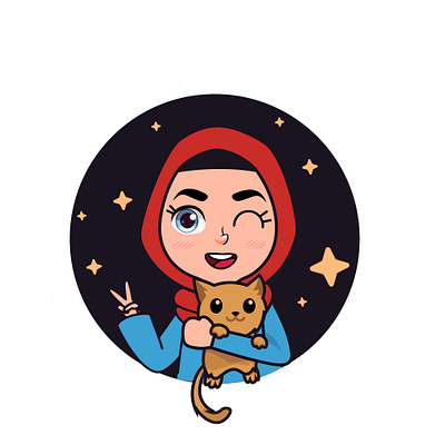 Hijab girl cat owner animal branding cat character design graphic design illustration logo love mobile ui vector