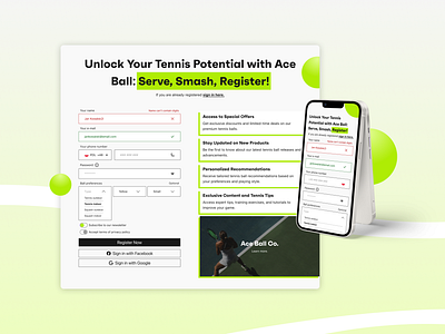 Ace Ball Co. - Registration Form branding dailyui design graphic design ui ux