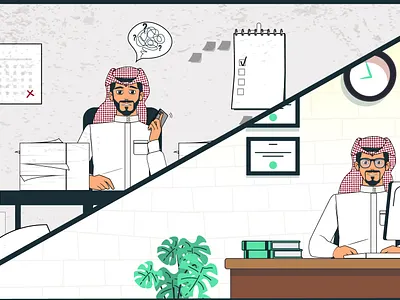 Arab man work in office arab branding character design graphic design illustration logo mobile office saudi ui ux vector work