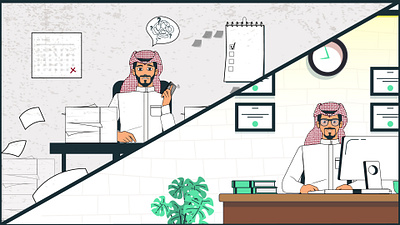 Arab man work in office arab branding character design graphic design illustration logo mobile office saudi ui ux vector work