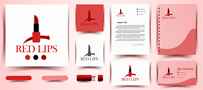 Red Lips branding graphic design logo