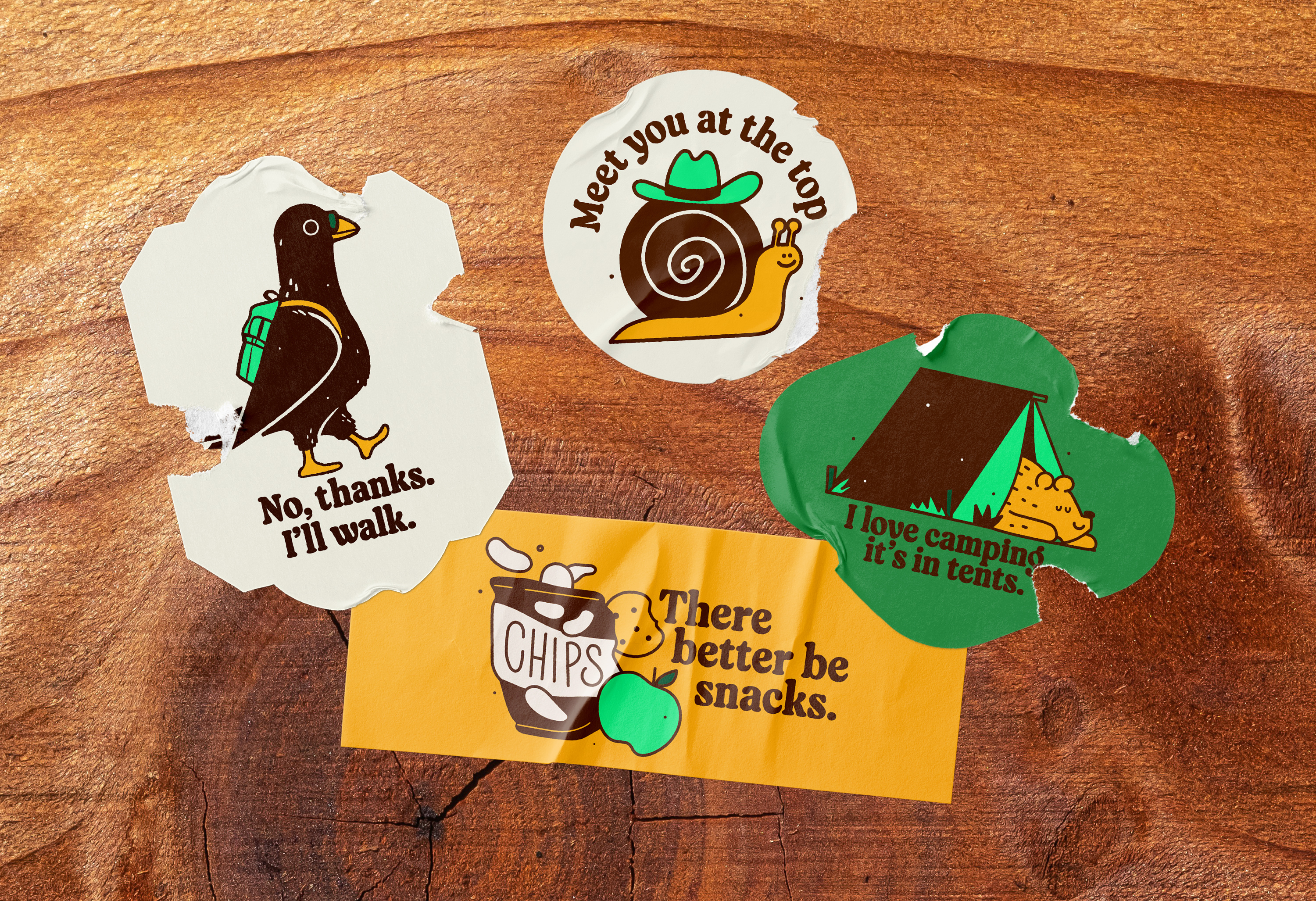 Outdoor Stickers adventure camping dog illustration nature outdoors pigeon stickers tent