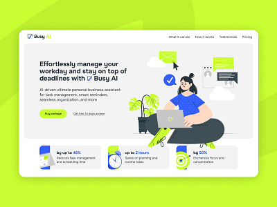 Personal business assistant landing page design adobe xd ai creative figma hero image illustration landing page saas ui ui design web web design