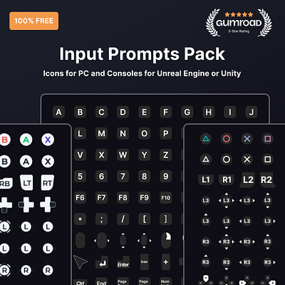 FREE Input Prompts Pack - 800 Icons for PC and Consoles figma free minimal ui unreal