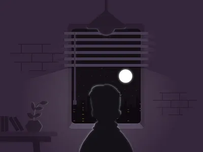 Late night with the moon branding character dark design girl graphic design illustration light logo love man mobile moon motion graphics night room shadow ui ux vector