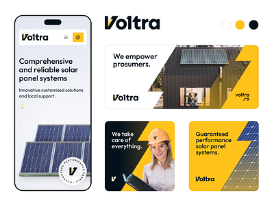 Voltra - Branding design branding identity logo solar energy solar panels ui webdesign yellow