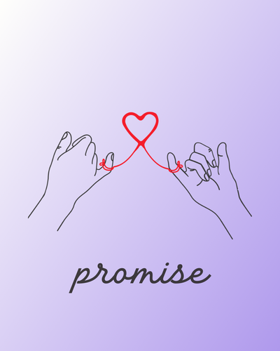 Promise outline with red heart in arrow Royalty Free Vector