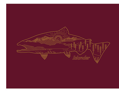 Salmonscape fishing graphic design illustration salmon tee tee shirt