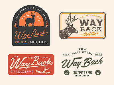 Way Back Deer Collection badge badge design badges deer deer design deer logo deer patch graphic design logo logo design patch design vintage vintage badge vintage logo