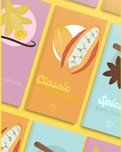 Sweet Spices Illustration - Chocolate Bar Mockups 🍫 branding chocolate wrapper food illustration graphic design illustration product packaging watercolor graphics