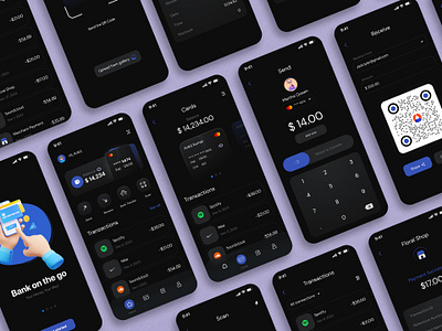 Mobile Payment App: Dark Theme 3d app design ui ux