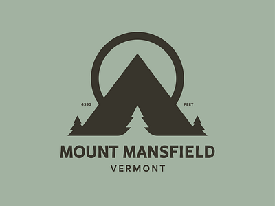 Mount Mansfield Vermont badge logo mountain pine sun trees typography vermont